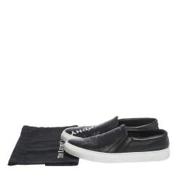 Givenchy Black Logo Printed Leather Slip On Sneakers Size 43