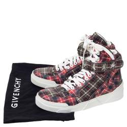 Givenchy Multicolor Plaid Leather Tyson Star Studded High Top Sneakers Size 45