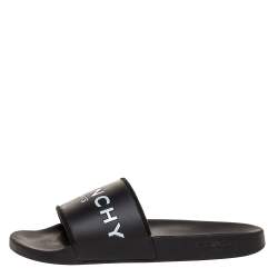 Givenchy Black Rubber Logo Slides Size 44