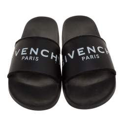 Givenchy Black Rubber Logo Slides Size 44