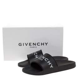 Givenchy Black Rubber Logo Slides Size 44