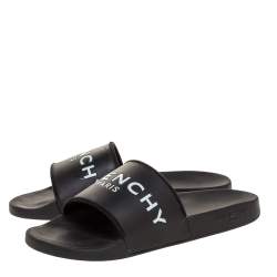 Givenchy Black Rubber Logo Slides Size 44