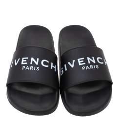 Givenchy Black Rubber Logo Pool Slides Size 44