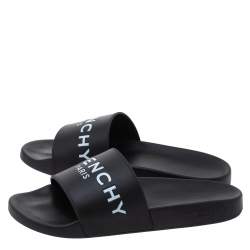 Givenchy Black Rubber Logo Pool Slides Size 44
