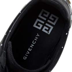 Givenchy Black Leather And Suede Logo Script Low Top Sneakers Size 42