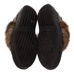 Pre Owned حذاء رياضي جيفنشي "يوربان ستريت" سليب أون فرو منك بني و جلد أسود مقاس 45