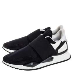 Givenchy Black/White Suede And Neoprene Paneled Sneakers Size 40