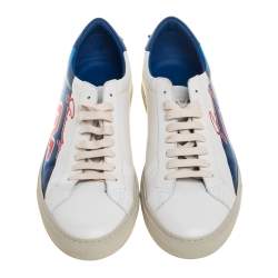 Pre Owned Givenchy White Leather Urban Motocross Graphic Low Top Sneakers Size 43