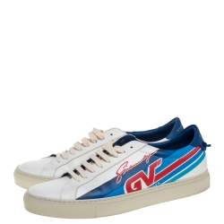 Pre Owned Givenchy White Leather Urban Motocross Graphic Low Top Sneakers Size 43