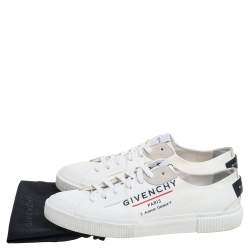 Givenchy White Logo Print Coated Canvas And Rubber Tennis Light Low Top Sneakers Size 44