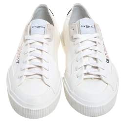 Givenchy White Logo Print Coated Canvas And Rubber Tennis Light Low Top Sneakers Size 44