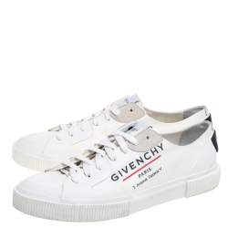 Givenchy White Logo Print Coated Canvas And Rubber Tennis Light Low Top Sneakers Size 44