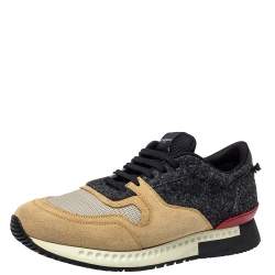 Givenchy Beige/Black Suede Mesh And Wool Active Runner Sneakers Size 43