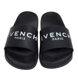Givenchy Black Rubber Logo Slide Sandals Size 43