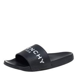 Givenchy Black Rubber Logo Slide Sandals Size 43