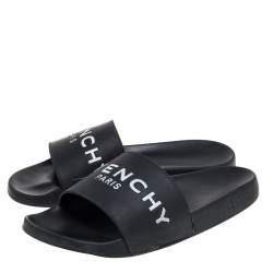 Givenchy Black Rubber Logo Slide Sandals Size 43