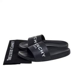 Givenchy Black Rubber Logo Slide Sandals Size 43