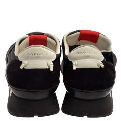 Givenchy Black/Red Leather and Mesh Active Runner Slip On Sneakers Size 43