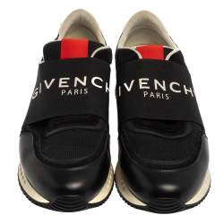Givenchy Black/Red Leather and Mesh Active Runner Slip On Sneakers Size 43