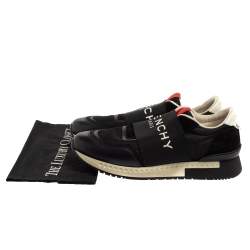 Givenchy Black/Red Leather and Mesh Active Runner Slip On Sneakers Size 43
