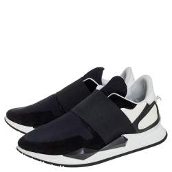 Givenchy Black/White Suede And Neoprene Paneled Sneakers Size 39