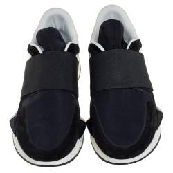 Givenchy Black/White Suede And Neoprene Paneled Sneakers Size 39