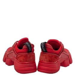 Givenchy Red Neoprene And Leather Jaw Low Top Sneakers Size 41