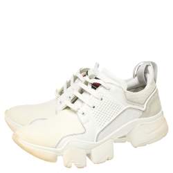 Pre Owned Givenchy White Leather And Neoprene Fabric Jaw Low Top Sneakers Size 43