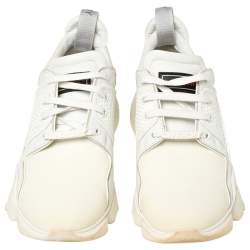 Pre Owned Givenchy White Leather And Neoprene Fabric Jaw Low Top Sneakers Size 43
