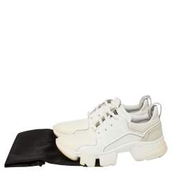 Pre Owned Givenchy White Leather And Neoprene Fabric Jaw Low Top Sneakers Size 43