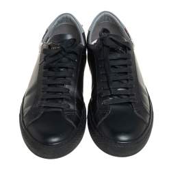 Givenchy Black Leather Lion Print Urban Street Low Top Sneakers Size 42