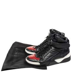 Givenchy Black/Red Leather High Top Sneakers Size 43
