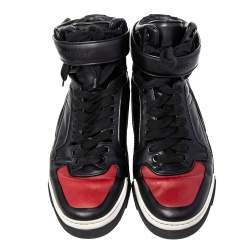 Givenchy Black/Red Leather High Top Sneakers Size 43