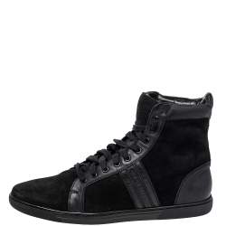 Pre Owned Givenchy Black Suede and Leather High Top Sneakers Size 43