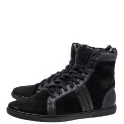 Pre Owned Givenchy Black Suede and Leather High Top Sneakers Size 43