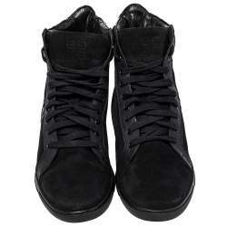 Pre Owned Givenchy Black Suede and Leather High Top Sneakers Size 43