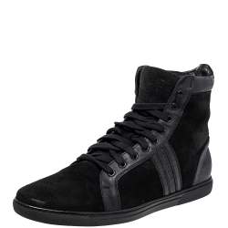 Pre Owned Givenchy Black Suede and Leather High Top Sneakers Size 43