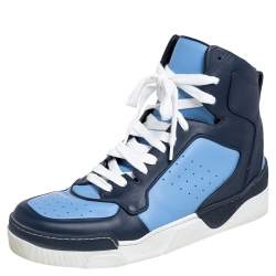 Givenchy Blue Leather Tyson High Top Sneakers Size 42