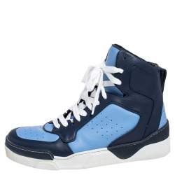 Givenchy Blue Leather Tyson High Top Sneakers Size 42