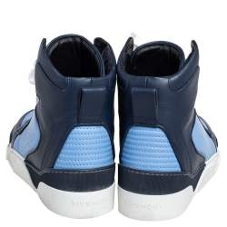 Givenchy Blue Leather Tyson High Top Sneakers Size 42