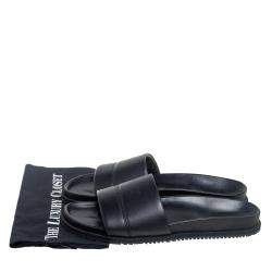 Givenchy Black Leather Logo Slide Sandals Size 45