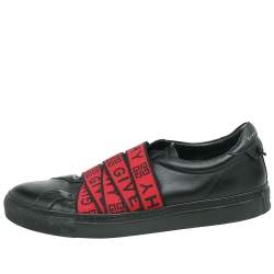 Pre Owned Givenchy Black Leather And Stretch Band Urban Street Slip On Sneakers Size 44