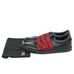 Pre Owned Givenchy Black Leather And Stretch Band Urban Street Slip On Sneakers Size 44