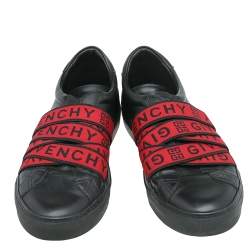 Pre Owned Givenchy Black Leather And Stretch Band Urban Street Slip On Sneakers Size 44