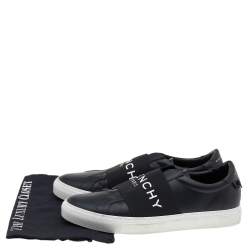 Pre Owned Givenchy Black Leather Urban Street Logo Slip On Sneakers Size 43