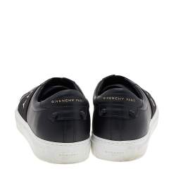 Pre Owned Givenchy Black Leather Urban Street Logo Slip On Sneakers Size 43