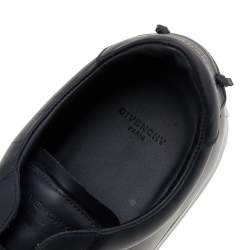 Pre Owned Givenchy Black Leather Urban Street Logo Slip On Sneakers Size 43