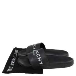 Givenchy Black Rubber Logo Flat Slides Size 43