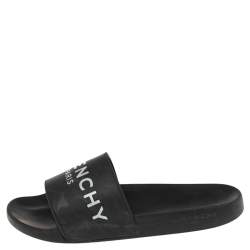Givenchy Black Rubber Logo Flat Slides Size 43