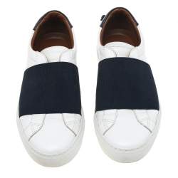 Givenchy White/Blue Leather And Elastic Band Urban Street Slip On Sneakers Size 39